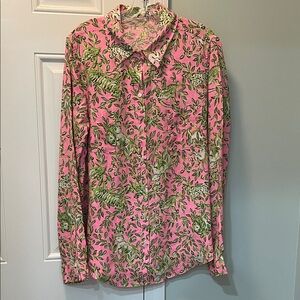 Lilly Pulitzer Sea View Linen Button Down Shirt
